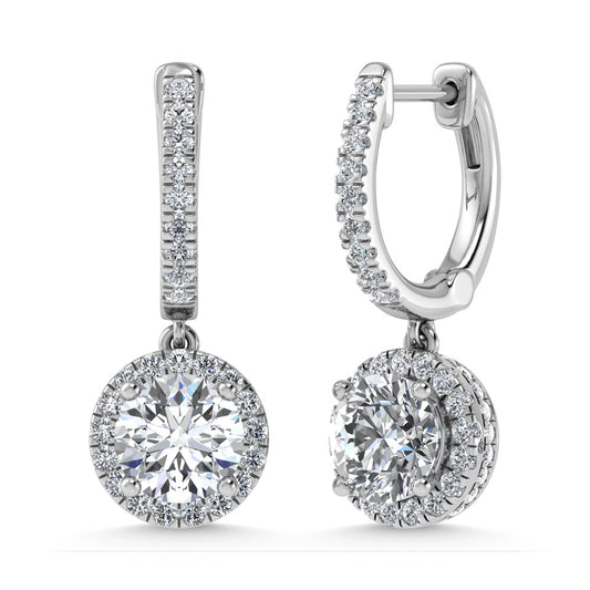 14K White Gold Lab Grown Diamond 2 1/2 Ct.Tw. Dangler Earrings