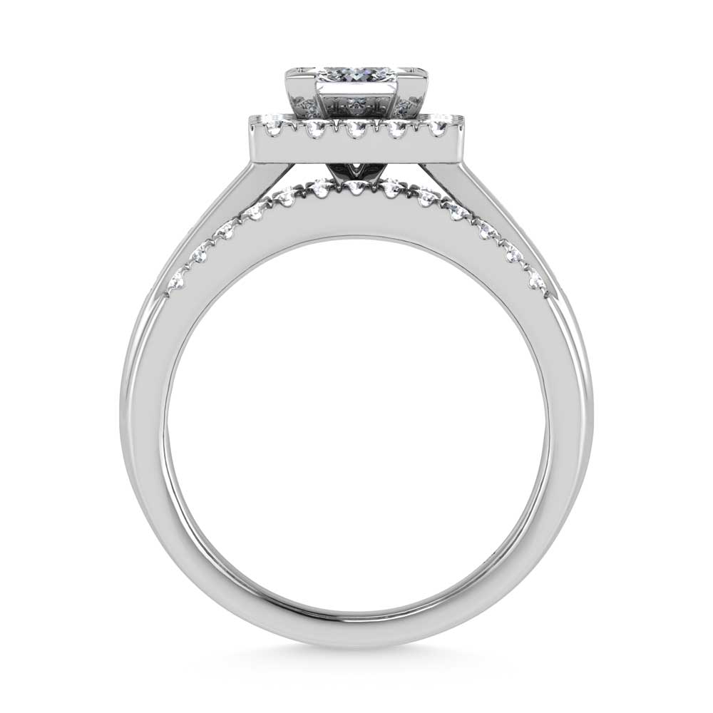 10K White Gold Lab Grown Diamond 1 7/8 Ct.Tw. Princess Shape Engagement Ring (IGI Certified Center 1ct)