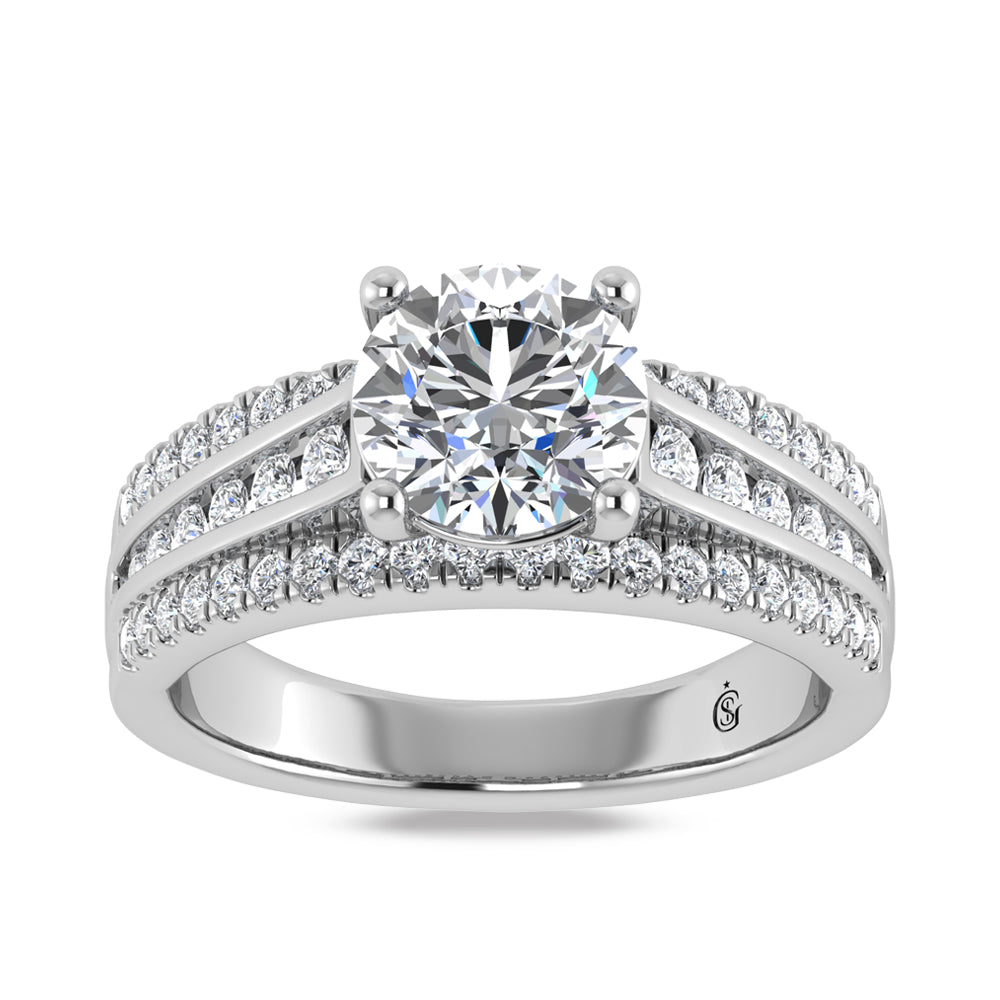 10K White Gold Lab Grown Diamond 2 5/8 Ct.Tw. Round Shape Engagement Ring (IGI Certified Center 2ct)