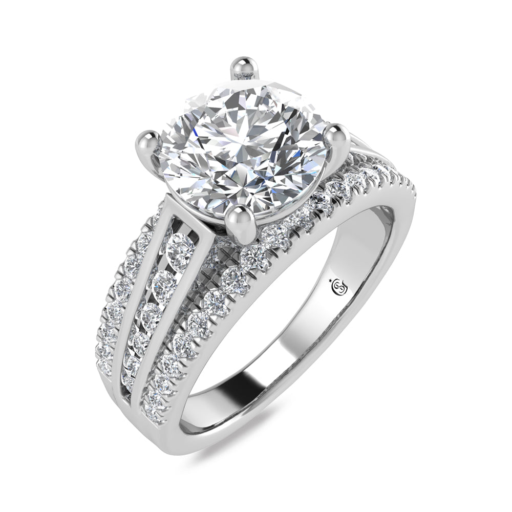 10K White Gold Lab Grown Diamond 1 1/2 Ct.Tw. Round Shape Engagement Ring (IGI Certified Center 1ct)