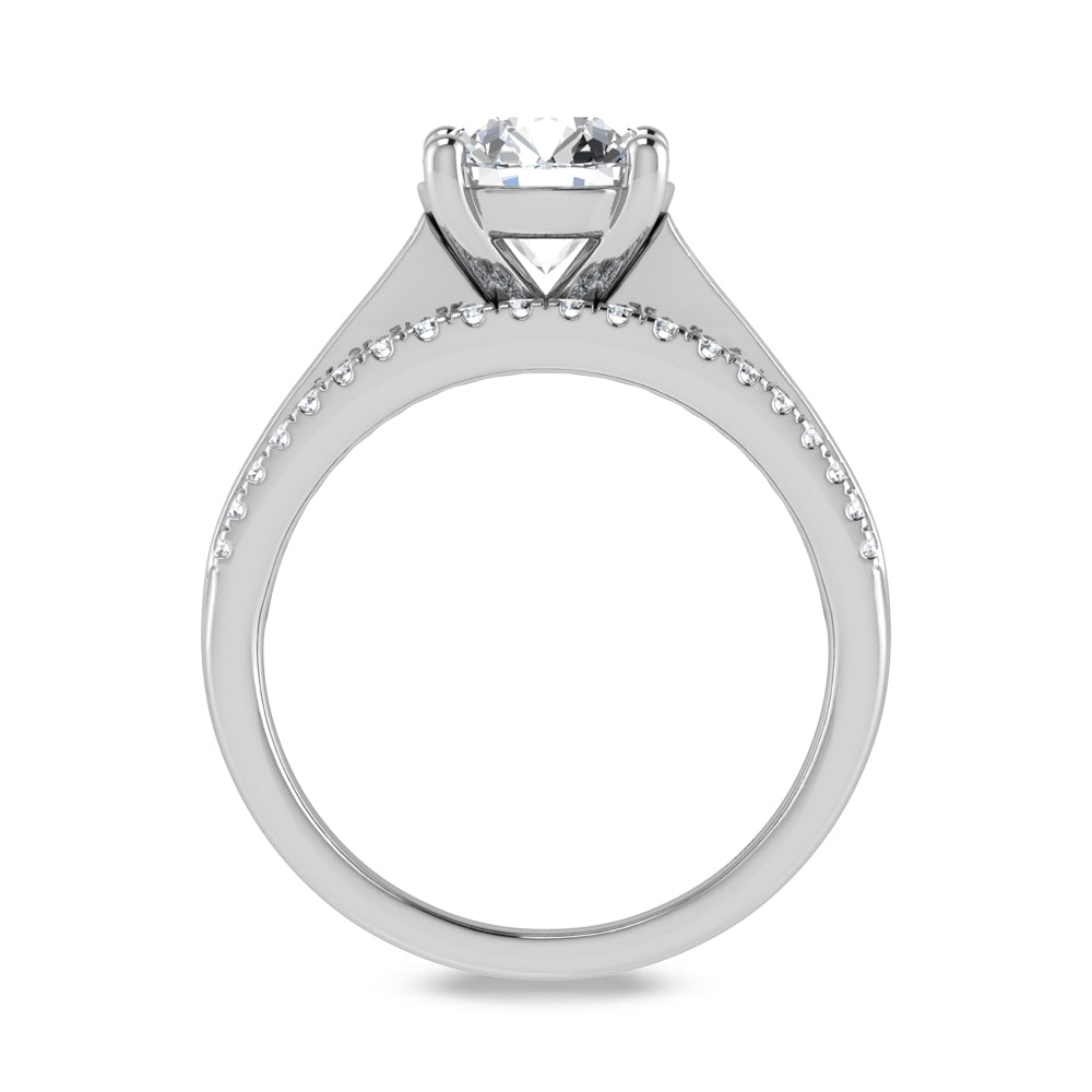 10K White Gold Lab Grown Diamond 1 1/2 Ct.Tw. Round Shape Engagement Ring (IGI Certified Center 1ct)