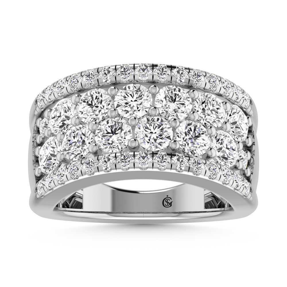 14K White Gold Lab Grown Diamond 3 Ct.Tw. Mens Band