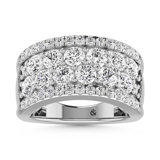 14K White Gold Lab Grown Diamond 3 Ct.Tw. Mens Band
