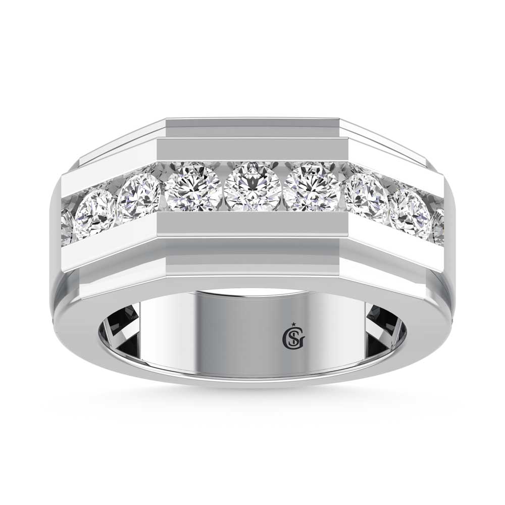 14K White Gold Lab Grown Diamond 2 1/10 Ct.Tw. Mens Band