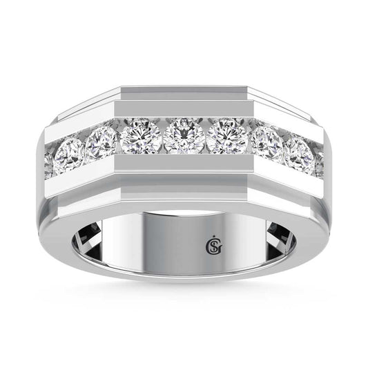 14K White Gold Lab Grown Diamond 2 1/10 Ct.Tw. Mens Band