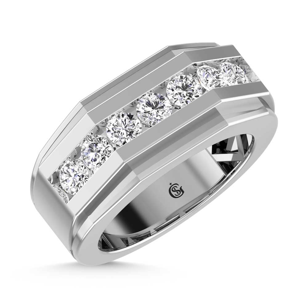 14K White Gold Lab Grown Diamond 2 1/10 Ct.Tw. Mens Band