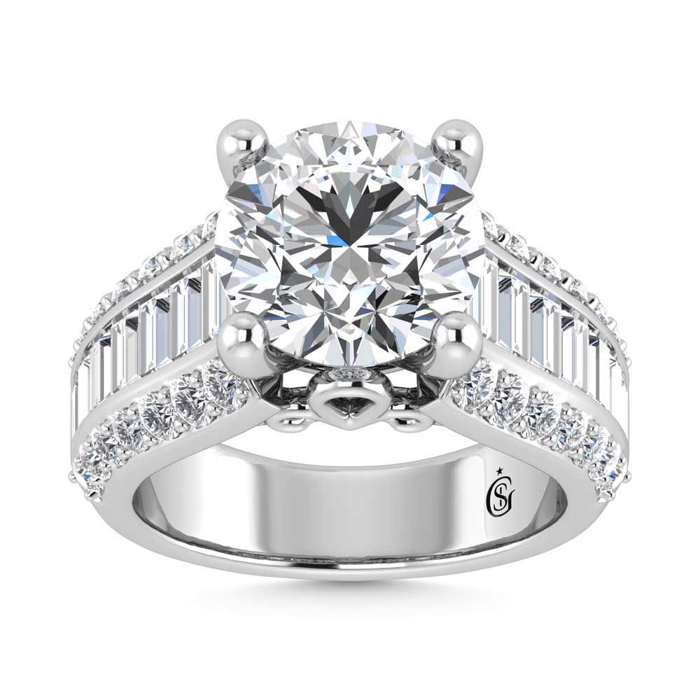 14K White Gold Lab Grown Diamond 6 1/2 Ct.Tw. Engagement Ring (IGI Certified Center 5ct)