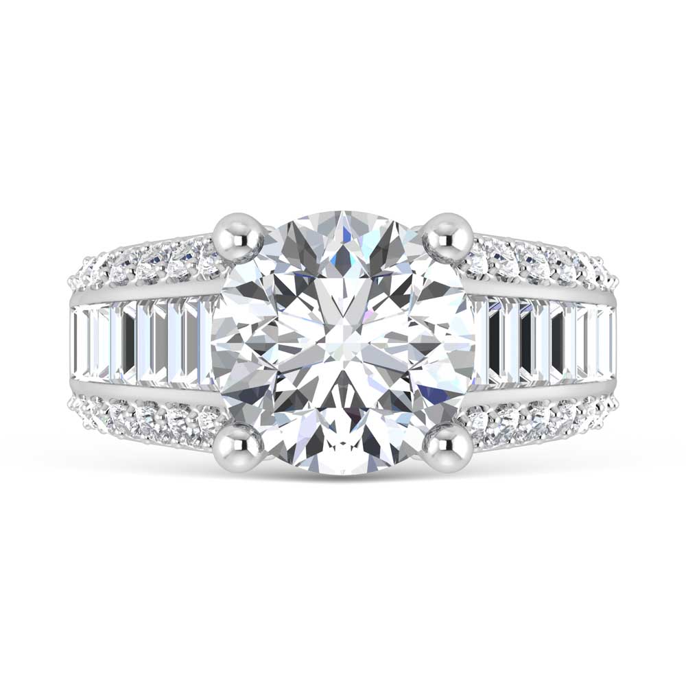 14K White Gold Lab Grown Diamond 6 1/2 Ct.Tw. Engagement Ring (IGI Certified Center 5ct)