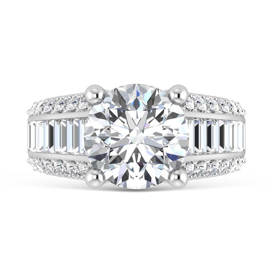 14K White Gold Lab Grown Diamond 6 1/2 Ct.Tw. Engagement Ring (IGI Certified Center 5ct)