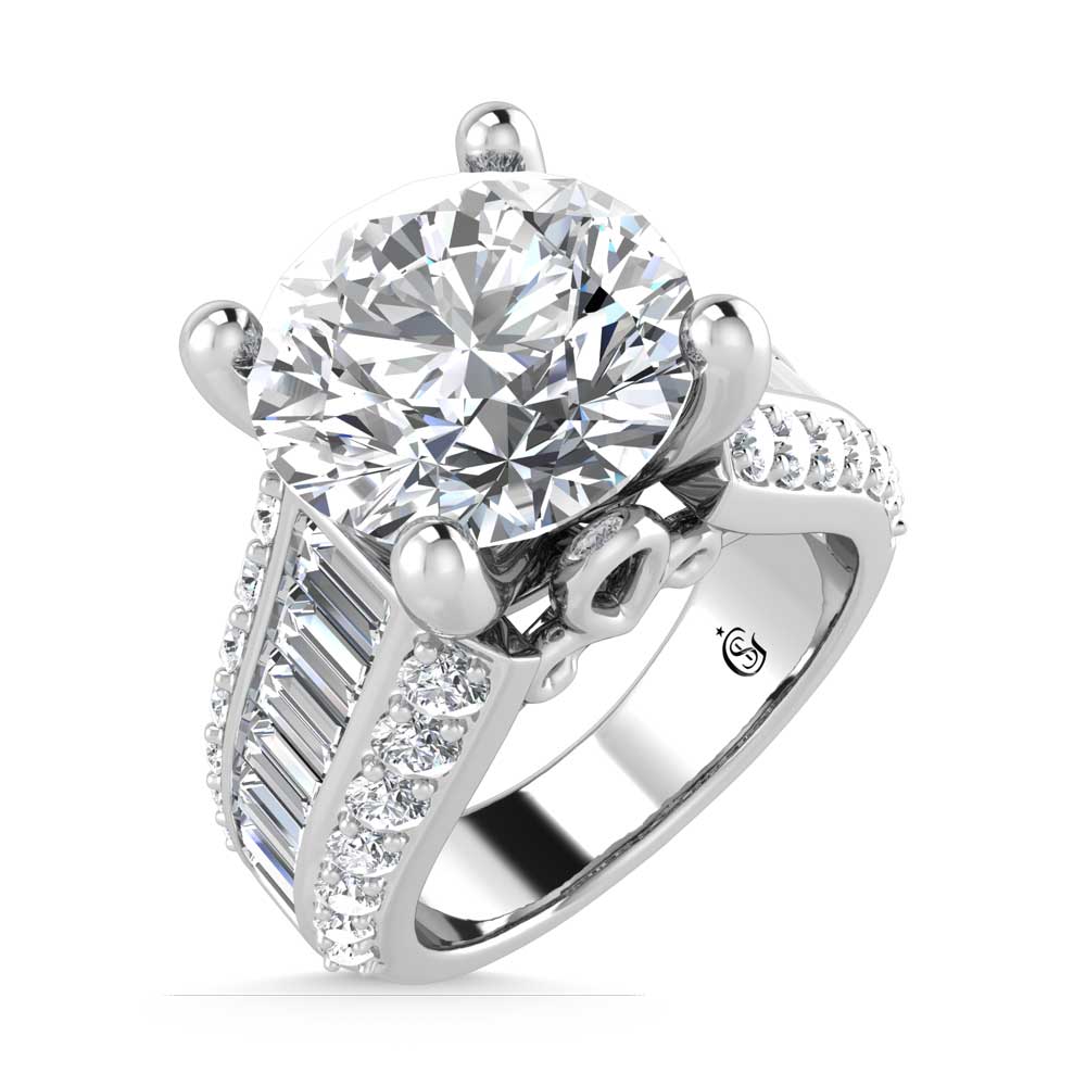 14K White Gold Lab Grown Diamond 6 1/2 Ct.Tw. Engagement Ring (IGI Certified Center 5ct)