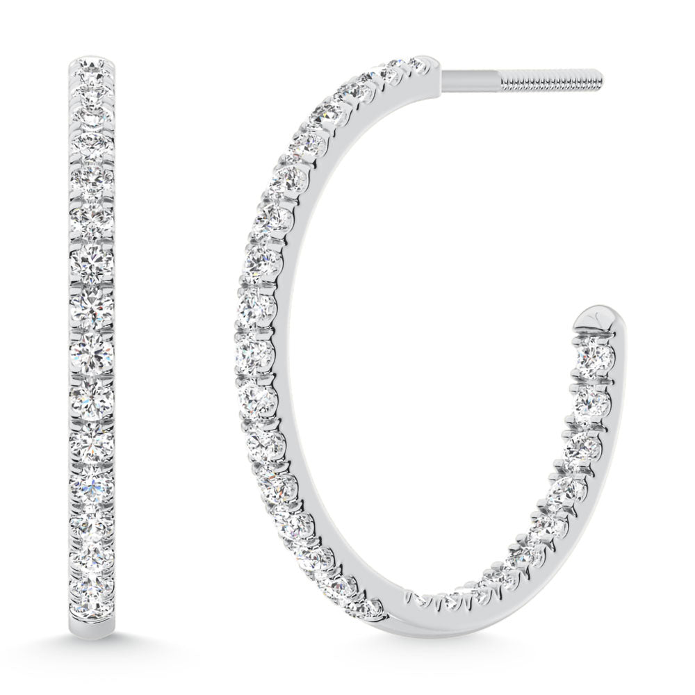 14K White Gold Lab Grown Diamond 2 Ct.Tw. Hoop Earrings
