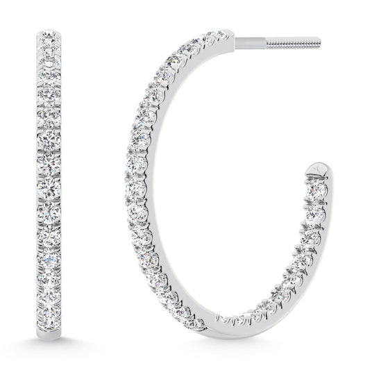 14K White Gold Lab Grown Diamond 2 Ct.Tw. Hoop Earrings