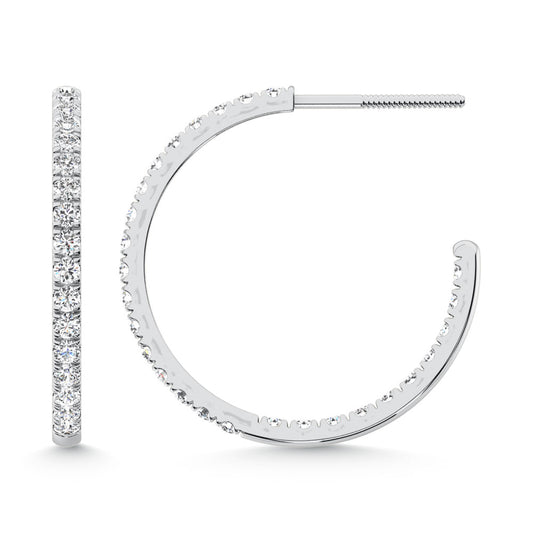 14K White Gold Lab Grown Diamond 2 Ct.Tw. Hoop Earrings