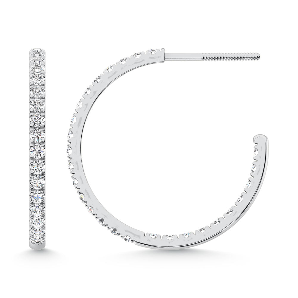 14K White Gold Lab Grown Diamond 1 Ct.Tw. Hoop Earrings