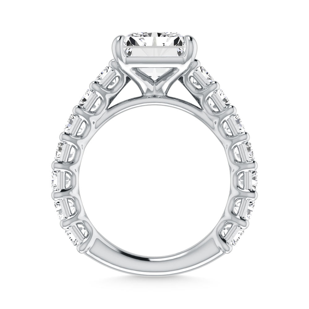 14K White Gold Diamond 9 5/8 Ct.Tw. Radiant Shape Engagement Ring (IGI Certified Center 5ct)