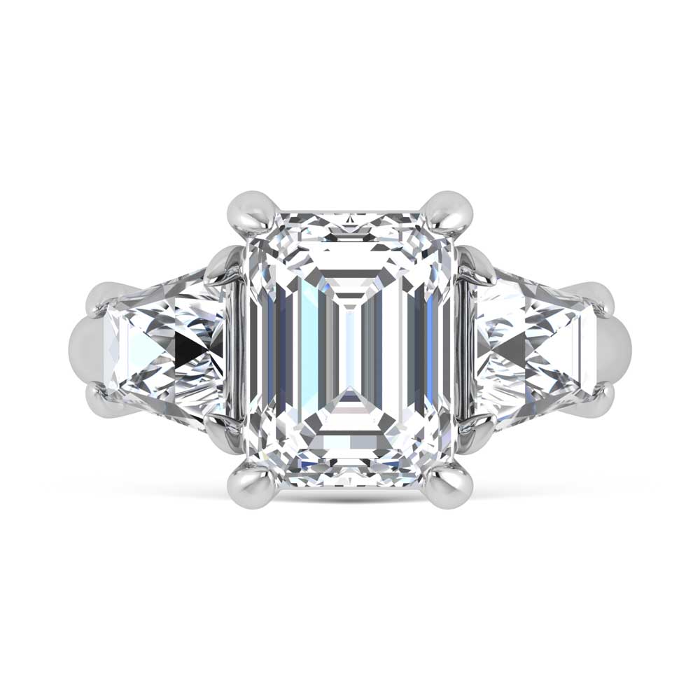 14K White Gold Lab Grown Diamond 5 5/8 Ct.Tw. Emerald Shape Three Stone Engagement Ring