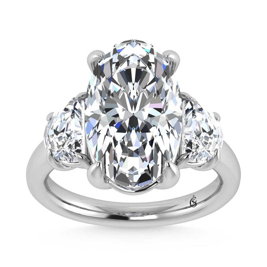 14K White Gold Lab Grown Diamond 6 Ct.Tw. Oval Shape Three Stone Engagement Ring