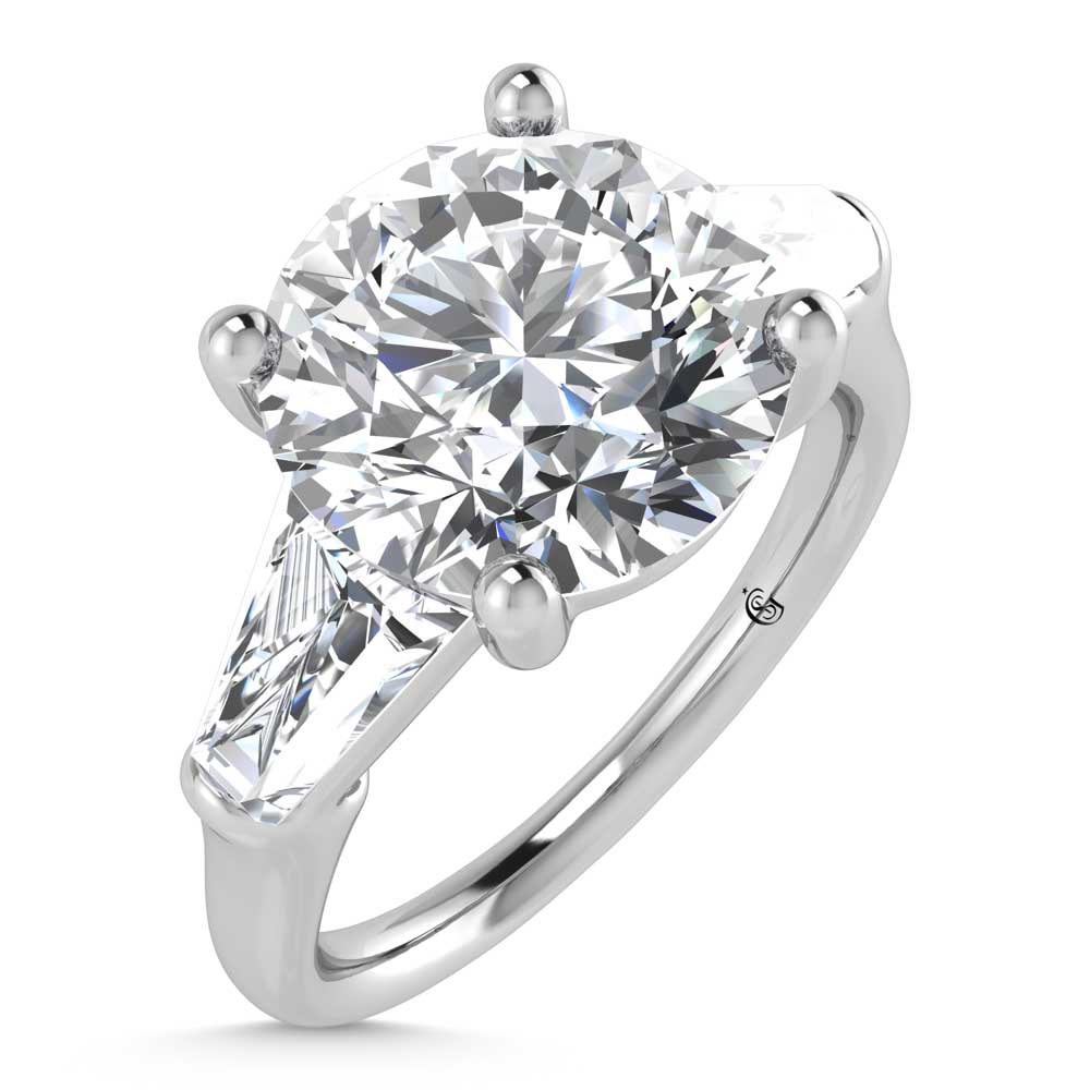 14K White Gold Lab Grown Diamond  4 Ct.Tw. Round Shape Three Stone Engagement Ring