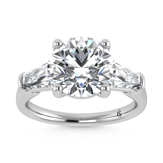 14K White Gold Lab Grown Diamond 5 3/4 Ct.Tw. Round Shape Three Stone Engagement Ring