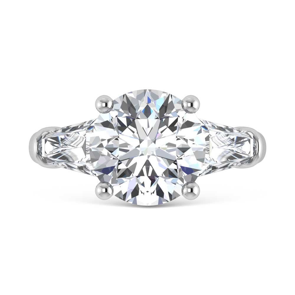 14K White Gold Lab Grown Diamond 5 3/4 Ct.Tw. Round Shape Three Stone Engagement Ring