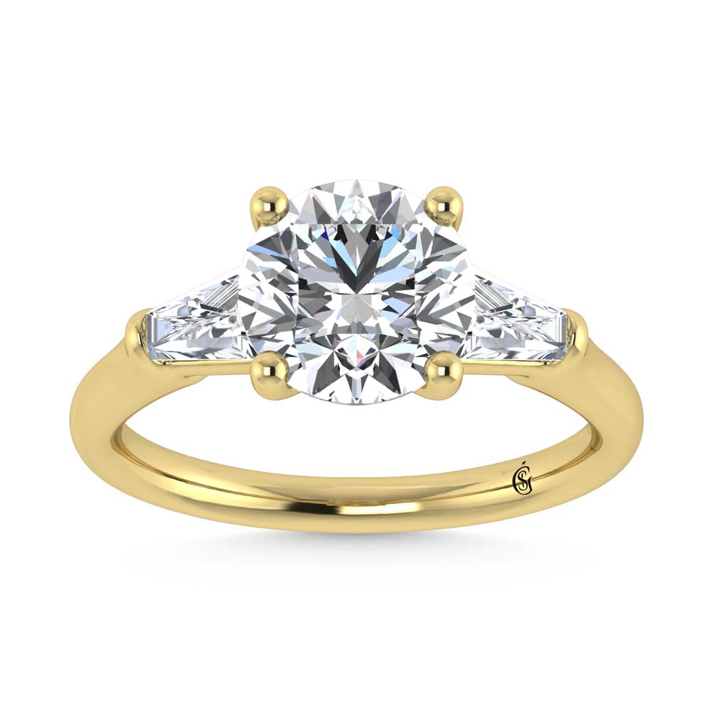 14K Yellow Gold Lab Grown Diamond 2 3/4 Ct.Tw. Round Shape Three Stone Engagement Ring