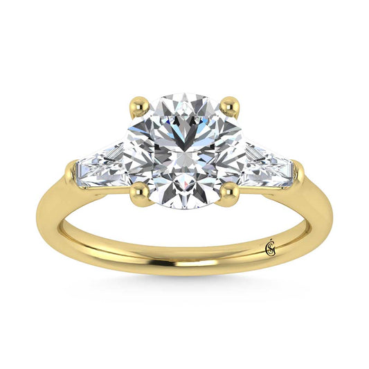 14K Yellow Gold Lab Grown Diamond 2 3/4 Ct.Tw. Round Shape Three Stone Engagement Ring
