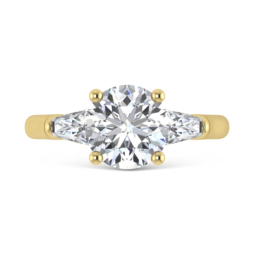 14K Yellow Gold Lab Grown Diamond 2 3/4 Ct.Tw. Round Shape Three Stone Engagement Ring