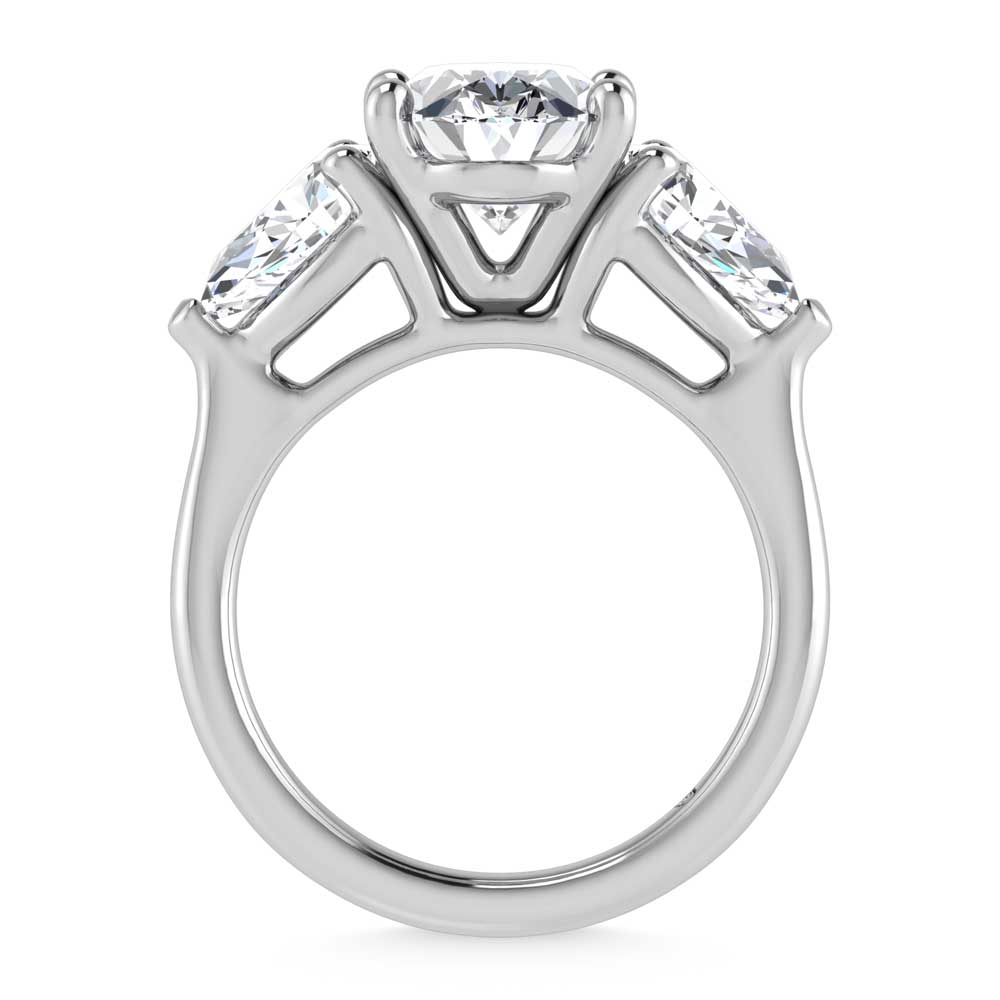 14K White Gold Lab Grown Diamond 4 1/2 Ct.Tw. Oval Shape Three Stone Engagement Ring