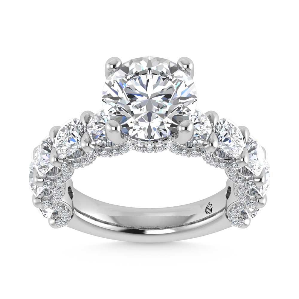 14K White Gold Lab Grown Diamond 8 Ct.Tw. Engagement Ring (IGI Certified Center 5ct)