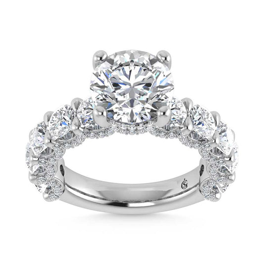 14K White Gold Lab Grown Diamond 8 Ct.Tw. Engagement Ring (IGI Certified Center 5ct)