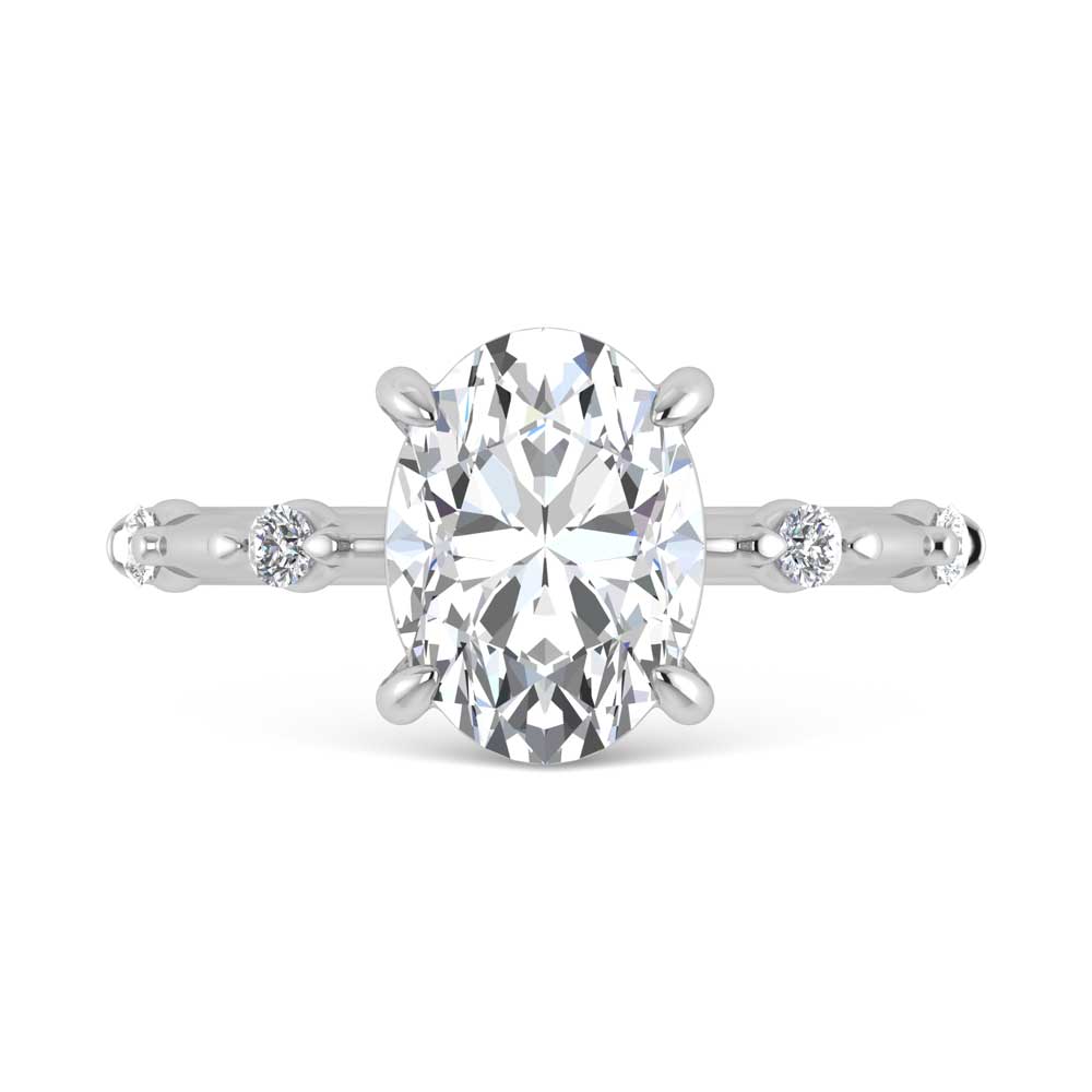 14K White Gold Lab Grown Diamond 3 1/6 Ct.Tw. Oval Shape Engagement Ring (IGI Certified Center 3ct)