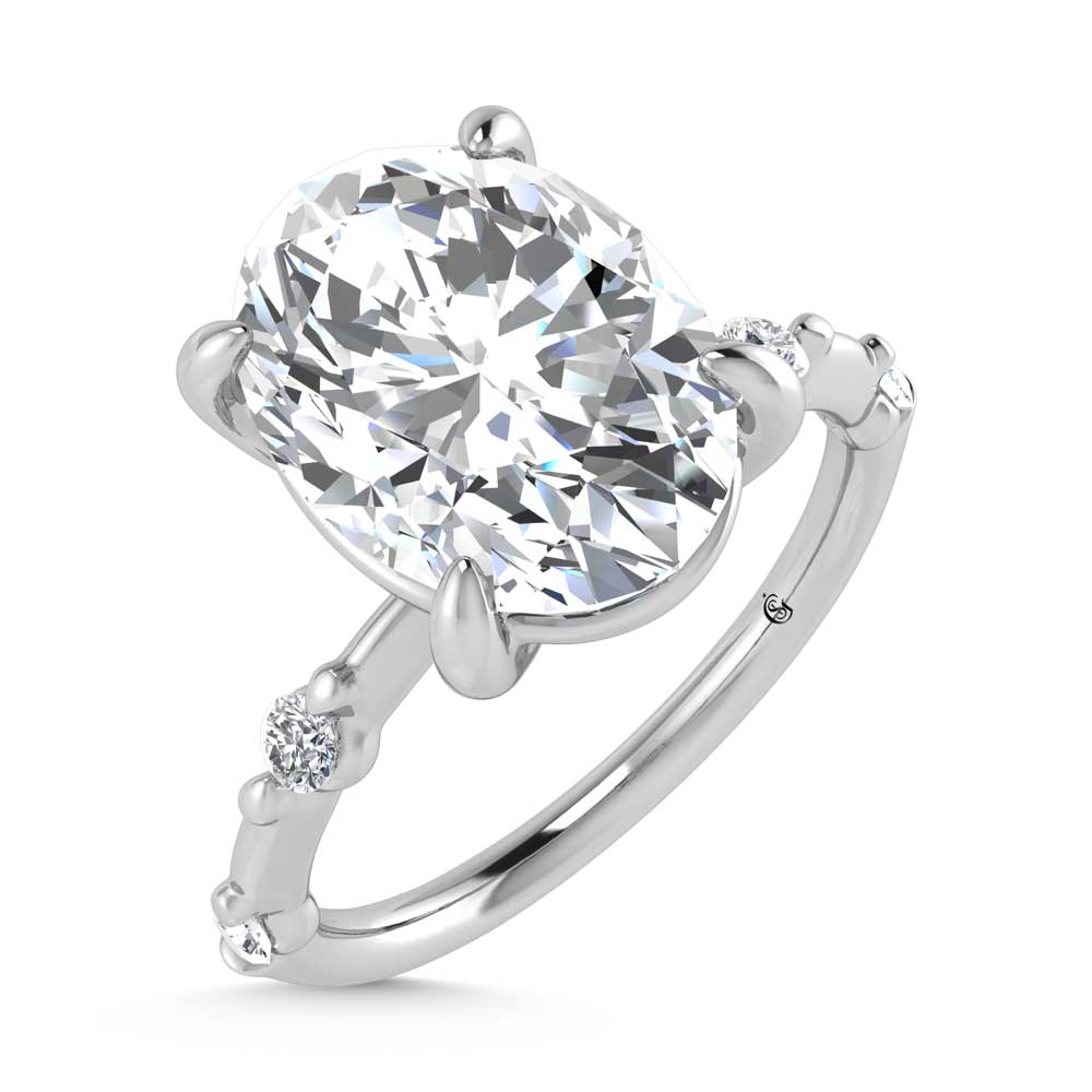 14K White Gold Lab Grown Diamond 3 1/6 Ct.Tw. Oval Shape Engagement Ring (IGI Certified Center 3ct)