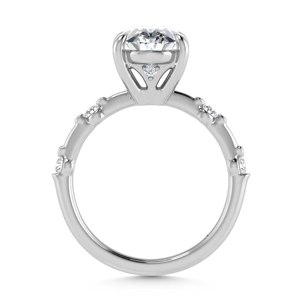14K White Gold Lab Grown Diamond 3 1/6 Ct.Tw. Oval Shape Engagement Ring (IGI Certified Center 3ct)