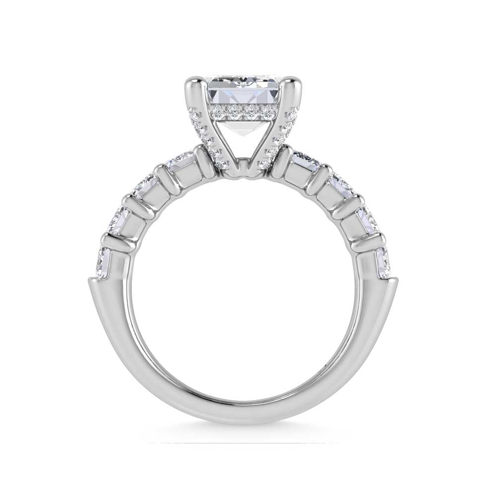 14K White Gold Lab Grown Diamond 5 3/4 Ct.Tw. Emerald Shape Engagement Ring (IGI Certified Center 4ct)