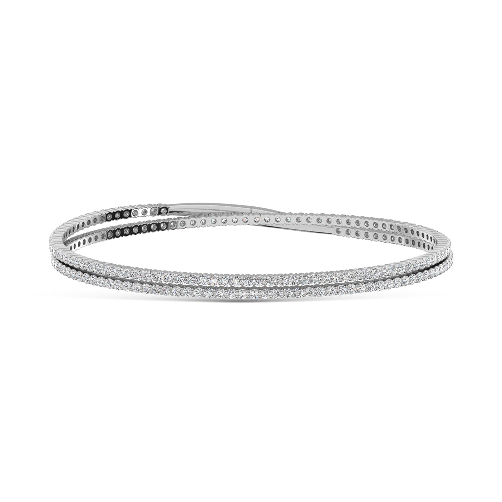 14K White Gold 3 1/2 Ct.Tw. Lab Grown Diamond 2 Row Flexi Bangle