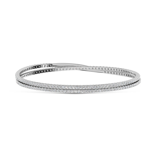 14K White Gold 3 1/2 Ct.Tw. Lab Grown Diamond 2 Row Flexi Bangle