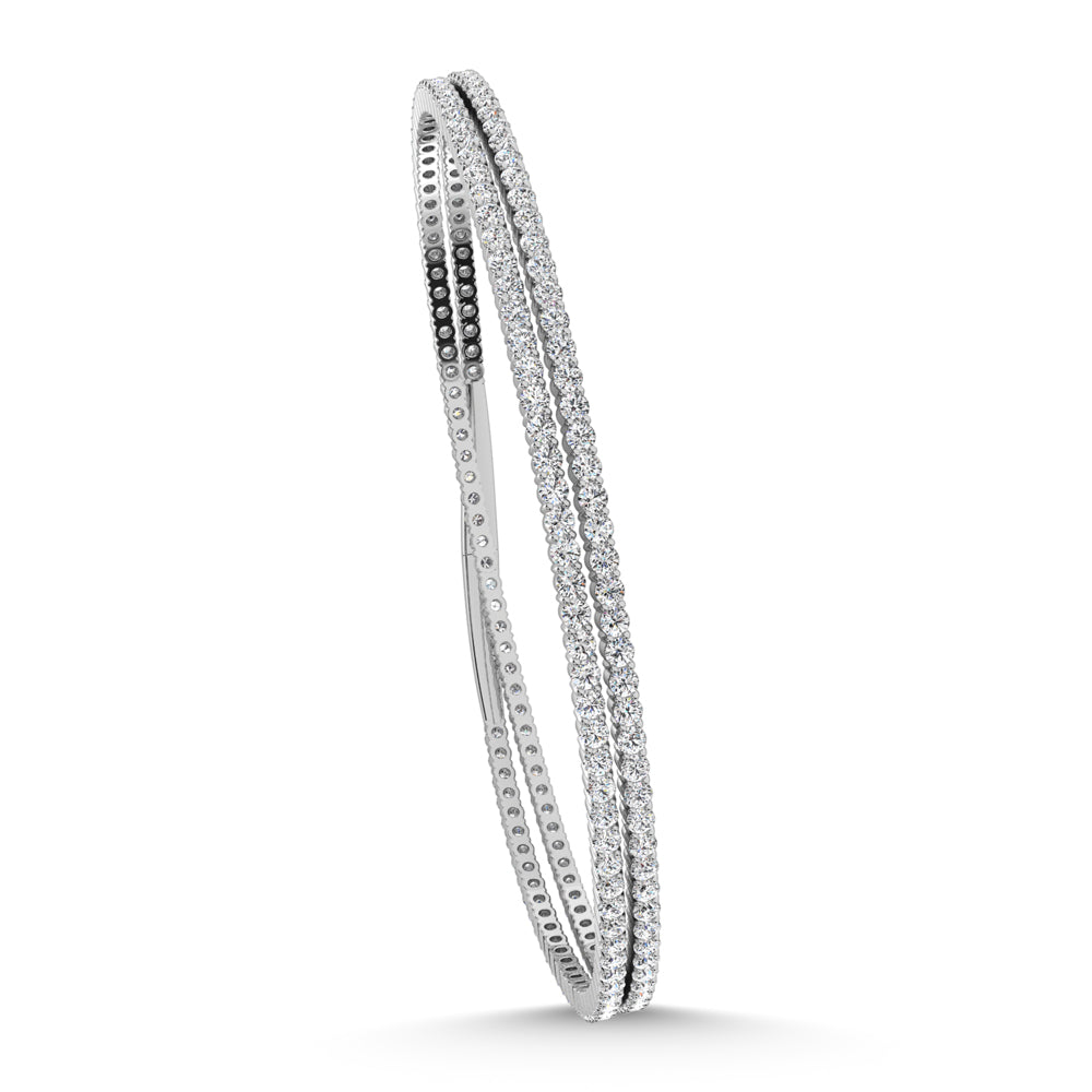 14K White Gold 3 1/2 Ct.Tw. Lab Grown Diamond 2 Row Flexi Bangle