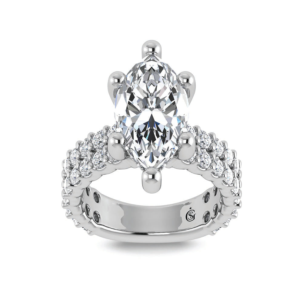 14K White Gold Lab Grown Diamond 5 1/2 Ct.Tw. Double Line Engagement Ring (IGI Certified Center 4ct)