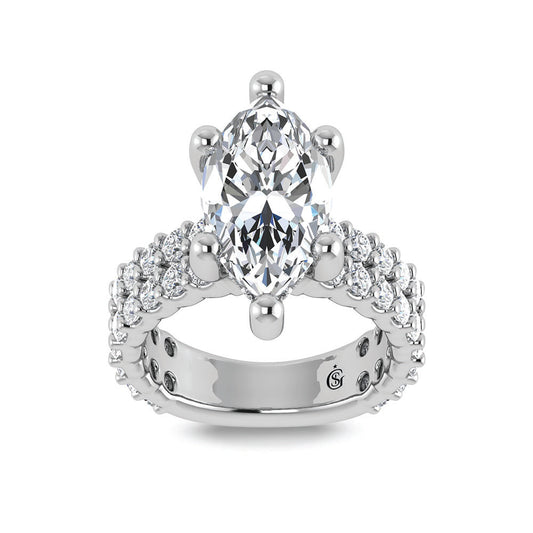 14K White Gold Lab Grown Diamond 5 1/2 Ct.Tw. Double Line Engagement Ring (IGI Certified Center 4ct)