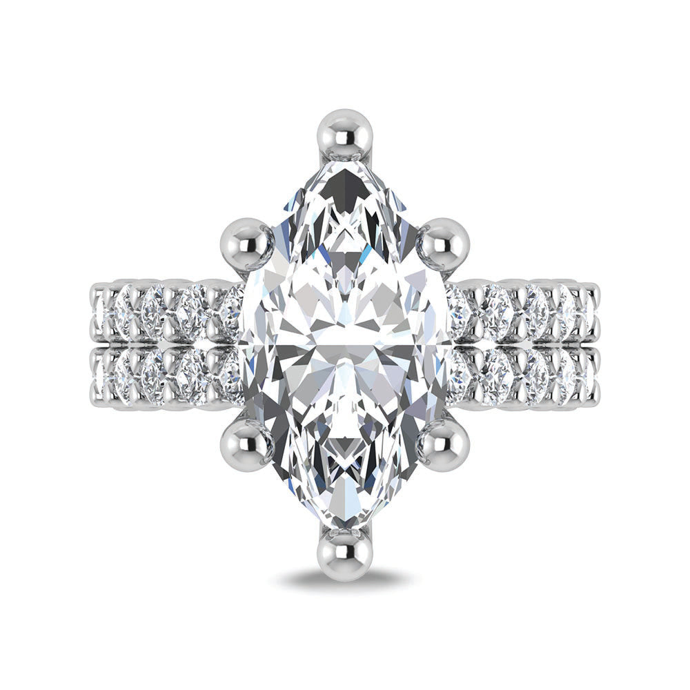 14K White Gold Lab Grown Diamond 5 1/2 Ct.Tw. Double Line Engagement Ring (IGI Certified Center 4ct)