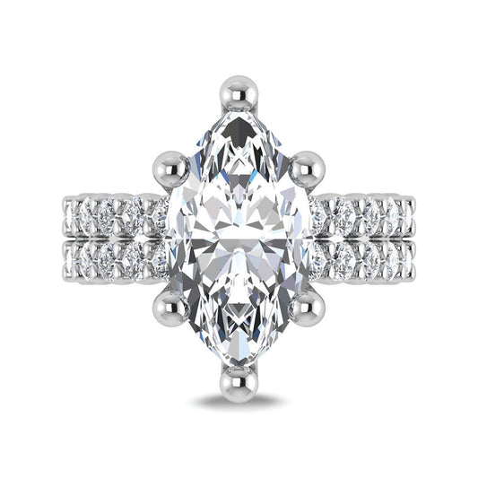 14K White Gold Lab Grown Diamond 5 1/2 Ct.Tw. Double Line Engagement Ring (IGI Certified Center 4ct)