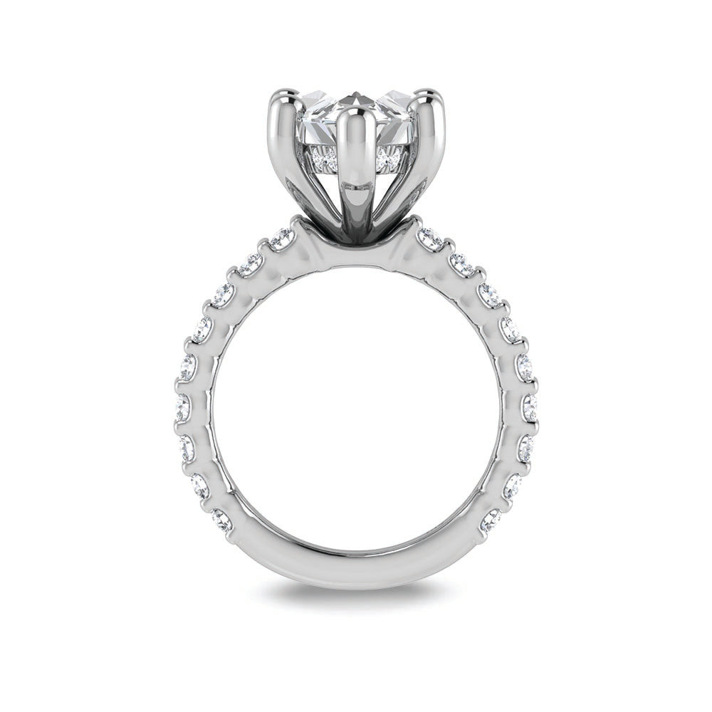 14K White Gold Lab Grown Diamond 5 1/2 Ct.Tw. Double Line Engagement Ring (IGI Certified Center 4ct)