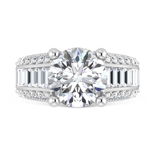 14K White Gold Lab Grown Diamond 6 1/2 Ct.Tw. Double Line Engagement Ring (IGI Certified Center 5ct)