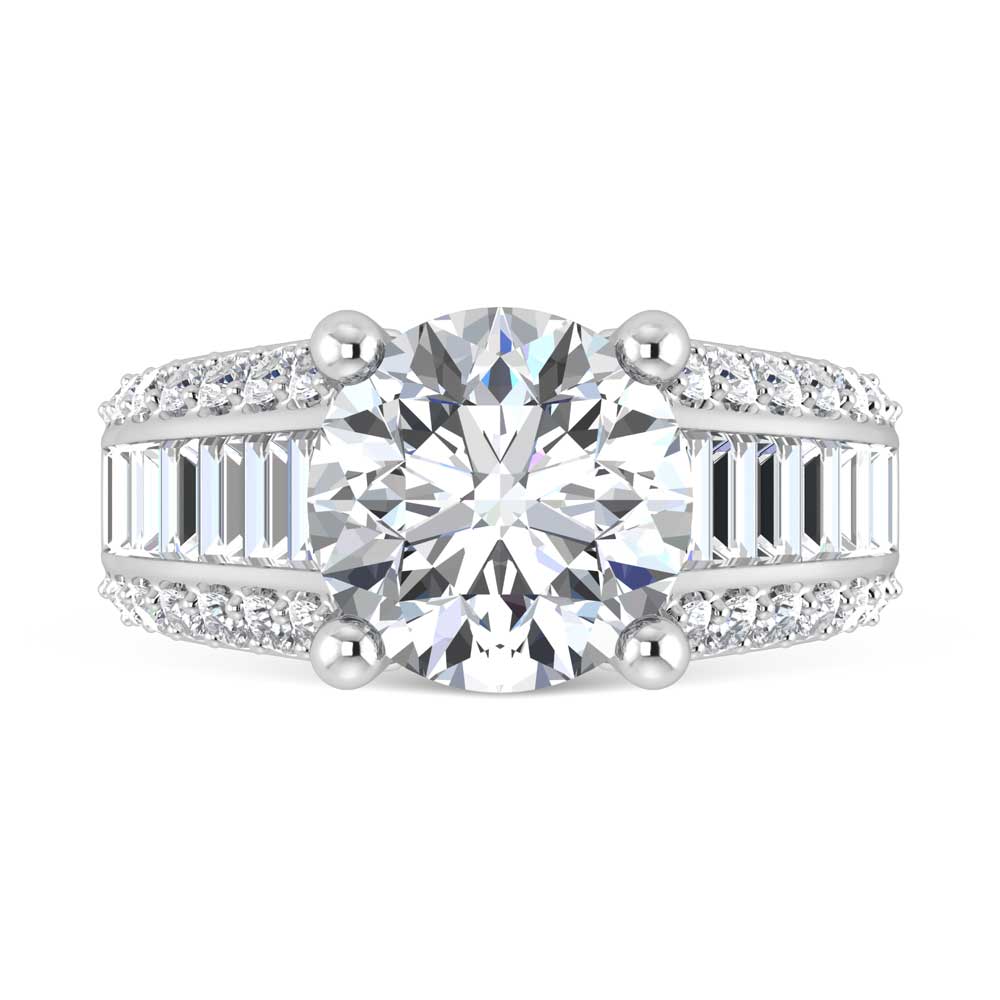 14K White Gold Lab Grown Diamond 6 1/2 Ct.Tw. Double Line Engagement Ring (IGI Certified Center 5ct)