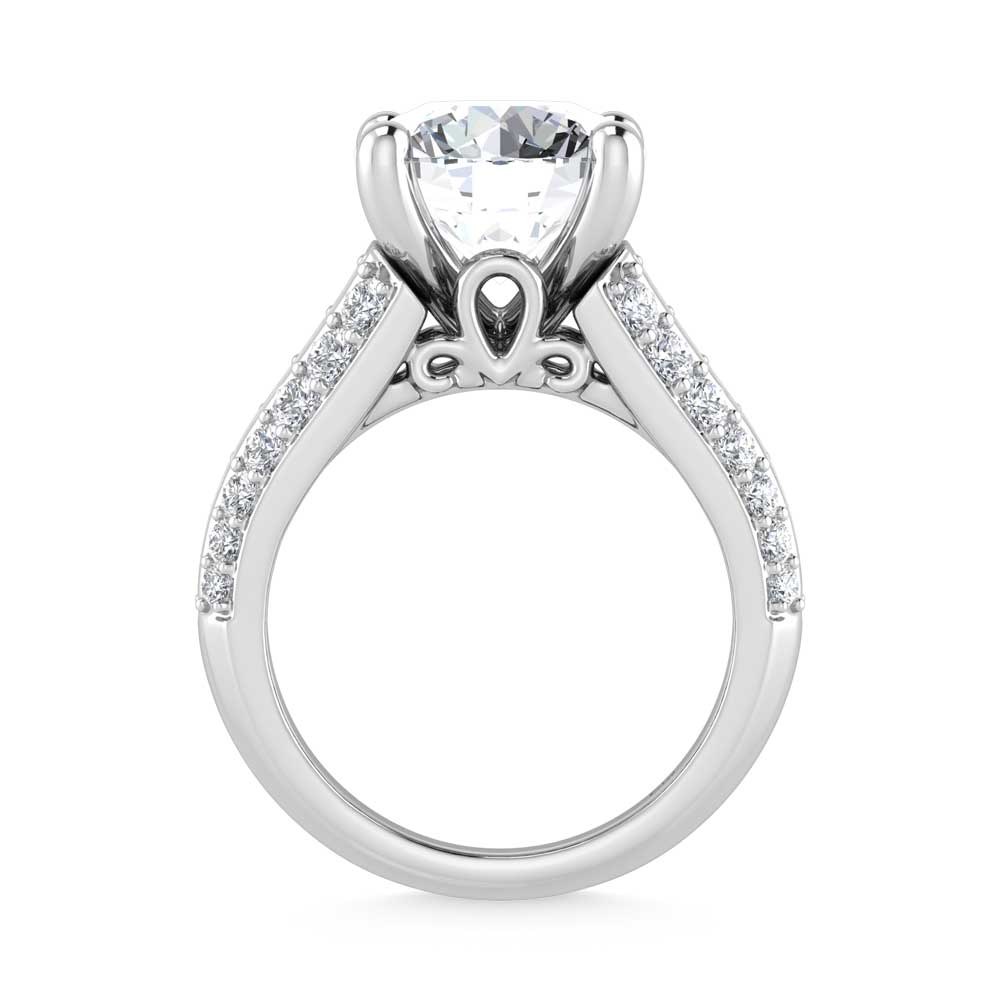 14K White Gold Lab Grown Diamond 6 1/2 Ct.Tw. Double Line Engagement Ring (IGI Certified Center 5ct)