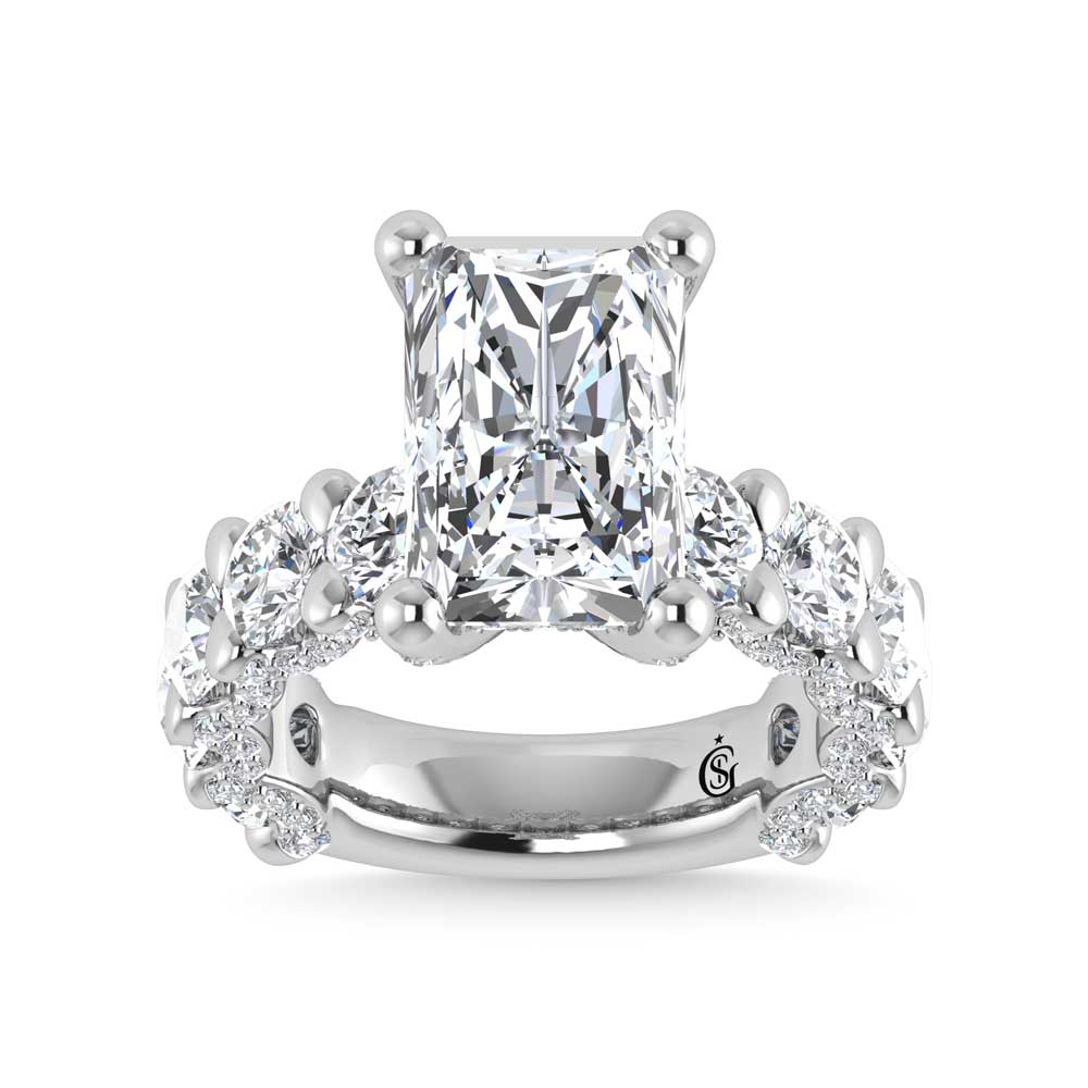 14K White Gold Lab Grown  Diamond 7 1/6 Ct.Tw. Victoria Engagement Ring (IGI Certified Center 4ct)