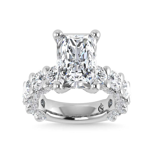 14K White Gold Lab Grown  Diamond 7 1/6 Ct.Tw. Victoria Engagement Ring (IGI Certified Center 4ct)