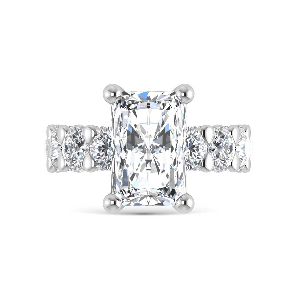 14K White Gold Lab Grown  Diamond 7 1/6 Ct.Tw. Victoria Engagement Ring (IGI Certified Center 4ct)
