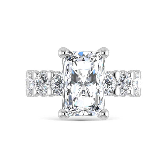 14K White Gold Lab Grown  Diamond 7 1/6 Ct.Tw. Victoria Engagement Ring (IGI Certified Center 4ct)