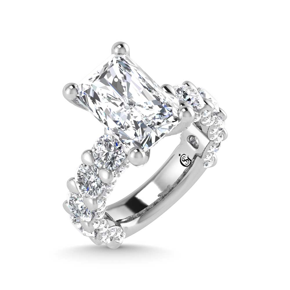 14K White Gold Lab Grown  Diamond 7 1/6 Ct.Tw. Victoria Engagement Ring (IGI Certified Center 4ct)